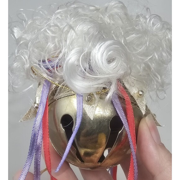 Vintage Porcelain Old World Santa Claus Face Head Jingle Bell Marble Ornament - Picture 4 of 15